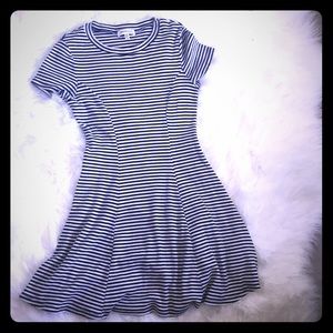 Black & White stripe knit A-Line dress